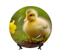DWVTSLH 8in Bone China Decorative Plate with Display Stand, cute baby ducks Ceramic Decorative Plate Wall Decor Ceramic Ornaments Art Crafts Porcelain Dinner Plates for Women Men Gifts