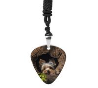 DWVTSLH A Little Yorkshire Terrier Guitar Pick Necklace for Men Women Personalized Guitar Pick Pendant Necklace Stainless Steel Party Fashion Jewelry Gifts for Guitar Lovers Musical Necklaces