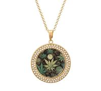 DWVTSLH A Puff in Time Weed Marijuana Diamond Necklace, Alloy Round Pattern Pendant Necklace for Women Men, Customizable Photo Necklace Jewelry Sparkle Clavicle Neckband Gift, One Size, Zinc, Diamond