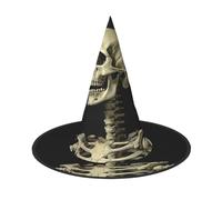 DWVTSLH A Skeleton Halloween Witch Hat Witch Costume Accessories Wizard Hats for Halloween Party Supplies, Black, 3 PCS