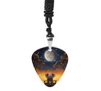 DWVTSLH Animal Elephant Owl Tree Moon Star Guitar Pick Necklace for Men Women Personalized Guitar Pick Pendant Necklace Stainless Steel Party Fashion Jewelry Gifts for Guitar Lovers Musical Necklaces