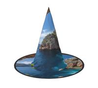 DWVTSLH Arch in Mallorca Spain Halloween Witch Hat Witch Costume Accessories Wizard Hats for Halloween Party Supplies, Black, 2 PCS