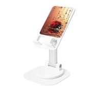DWVTSLH Art Ladybug Tracks Cell Phone Stand for Desk - 360° Rotation Angle Height Adjustable Desktop Phone Holder Cellphone Cradle, Fully Foldable Mobile Phone Holder for All Smartphones