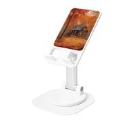 DWVTSLH Autumn Woods Cabin Cell Phone Stand for Desk - 360° Rotation Angle Height Adjustable Desktop Phone Holder Cellphone Cradle, Fully Foldable Mobile Phone Holder for All Smartphones
