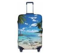 DWVTSLH Beach palm tree Luggage Covers for Suitcase Tsa Approved, Spandex Elastic Suitcase Cover Protector Washable Anti-Scratch Travel Baggage Cover Fit 18-32 Inch Luggage, Black, M