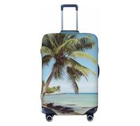 DWVTSLH Beach Palm Tree Luggage Covers for Suitcase Tsa Approved, Spandex Elastic Suitcase Cover Protector Washable Anti-Scratch Travel Baggage Cover Fit 18-32 Inch Luggage, Black, L
