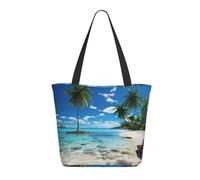 DWVTSLH Beach palm tree Tote Bag for Women Large Shoulder Bag with Zipper Travel Handbag with Pockets Reusable Shopping Bag Casual Aesthetic Beach Bags