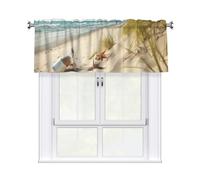 DWVTSLH Beach Seaside Valances Curtains for Windows, Rod Pocket Drape Valence Blackout Short Curtains for Kitchen Bathroom Bedroom Window Treatment for Home Décor 54x18 Inch