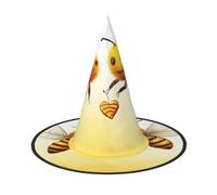 DWVTSLH Bee Love Honey Halloween Witch Hat 2 PCS Witch Costume Accessories Wizard Hats for Halloween Party Supplies