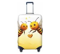 DWVTSLH Bee Love Honey Luggage Covers for Suitcase Tsa Approved, Spandex Elastic Suitcase Cover Protector Washable Anti-Scratch Travel Baggage Cover Fit 18-32 Inch Luggage, Black, S