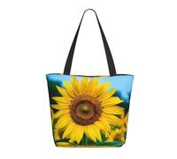DWVTSLH Beutiful Sunflower Tote Bag for Women Large Shoulder Bag with Zipper Travel Handbag with Pockets Reusable Shopping Bag Aesthetic Beach Bag
