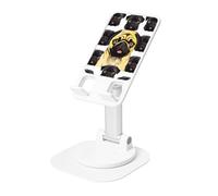 DWVTSLH Black Yellow Pug Cell Phone Stand for Desk - 360° Rotation Angle Height Adjustable Desktop Phone Holder Cellphone Cradle, Fully Foldable Mobile Phone Holder for All Smartphones