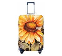 DWVTSLH Blackboard Bees Sunflowers Luggage Covers for Suitcase Tsa Approved, Spandex Elastic Suitcase Cover Protector Washable Anti-Scratch Travel Baggage Cover Fit 18-32 Inch Luggage, Black, M