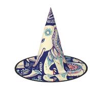 DWVTSLH Boho Elephant Halloween Witch Hat 2 PCS Witch Costume Accessories Wizard Hats for Halloween Party Supplies