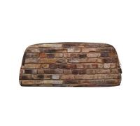 DWVTSLH Brick wall Pencil Pouch Large Capacity Pencil Case Leather Cosmetic Bag Office Desk Organizer Coin Pouch Portable Zipper Toiletry Bag for Travel Outdoor, Gold, One size