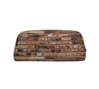 DWVTSLH Brick wall Pencil Pouch Large Capacity Pencil Case Leather Cosmetic Bag Office Desk Organizer Coin Pouch Portable Zipper Toiletry Bag for Travel Outdoor, Silver, One size