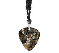 DWVTSLH Camouflage Deer Guitar Pick Necklace for Men Women Personalized Guitar Pick Pendant Necklace Stainless Steel Party Fashion Jewelry Gifts for Guitar Lovers Musical Necklaces