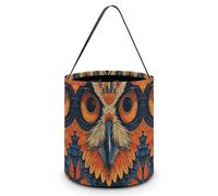 DWVTSLH Candy Bucket Trick Or Treat Bag Retro Color Owl Printed Folding Candy Bucket Portable Foldable Reusable Candy Bucket Suitable for Various Festivals