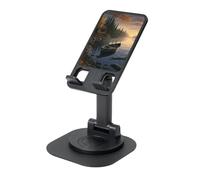 DWVTSLH Canoe by The Water Cell Phone Stand for Desk - 360° Rotation Angle Height Adjustable Desktop Phone Holder Cellphone Cradle, Fully Foldable Mobile Phone Holder for All Smartphones
