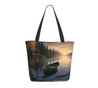 DWVTSLH canoe by the water Tote Bag for Women Large Shoulder Bag with Zipper Travel Handbag with Pockets Reusable Shopping Bag Aesthetic Beach Bag