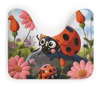 DWVTSLH Cartoon Ladybug Flower Toilet Rugs U-Shaped 20 X 16 Inch, Extra Soft Absorbent Contour Bathroom Mat, Non-Slip Toilet Bath Mat, Machine Washable Toilet Floor Mat Home Decor Accessories