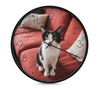 DWVTSLH Cat on The Sofa Wall Clock 10 Inch Silent Non-Ticking Modern Clocks Battery Operated - Decorative Wall Clocks for Bedroom Living Room Kitchen Office Wall Decor Gift Idea