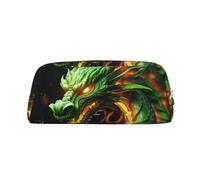 DWVTSLH Chinese Dragon Pencil Pouch Large Capacity Pencil Case Leather Cosmetic Bag Office Desk Organizer Coin Pouch Portable Zipper Toiletry Bag for Travel Outdoor, Silver, One size