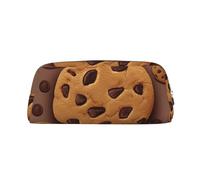 DWVTSLH Chocolate Cookie Pencil Pouch Large Capacity Pencil Case Leather Cosmetic Bag Office Desk Organizer Coin Pouch Portable Zipper Toiletry Bag for Travel Outdoor, Silver, One Size
