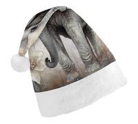DWVTSLH Christmas Hat Animals Cute Elephant Printed Santa Claus Hat Soft And Comfortable Velvet Thickened Christmas Hat Suitable for Christmas New Year Holiday Party Supplies