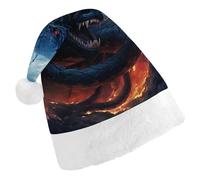 DWVTSLH Christmas Hat Black Snake in Flames Printed Santa Claus Hat Soft And Comfortable Velvet Thickened Christmas Hat Suitable for Christmas New Year Holiday Party Supplies