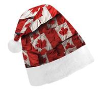 DWVTSLH Christmas Hat Canadian Flag Printed Santa Claus Hat Soft And Comfortable Velvet Thickened Christmas Hat Suitable for Christmas New Year Holiday Party Supplies