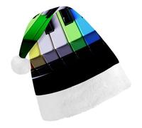 DWVTSLH Christmas Hat Colorful Piano Music Rainbow Printed Santa Claus Hat Soft And Comfortable Velvet Thickened Christmas Hat Suitable for Christmas New Year Holiday Party Supplies