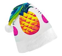 DWVTSLH Christmas Hat Colorful Pineapple Printed Santa Claus Hat Soft And Comfortable Velvet Thickened Christmas Hat Suitable for Christmas New Year Holiday Party Supplies
