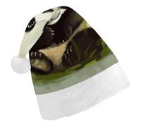 DWVTSLH Christmas Hat Cute Little Panda Printed Santa Claus Hat Soft And Comfortable Velvet Thickened Christmas Hat Suitable for Christmas New Year Holiday Party Supplies