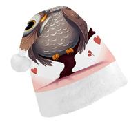 DWVTSLH Christmas Hat Owl Lover1 Printed Santa Claus Hat Soft And Comfortable Velvet Thickened Christmas Hat Suitable for Christmas New Year Holiday Party Supplies