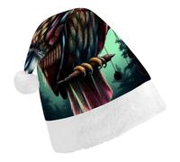 DWVTSLH Christmas Hat Owl Printed Santa Claus Hat Soft And Comfortable Velvet Thickened Christmas Hat Suitable for Christmas New Year Holiday Party Supplies