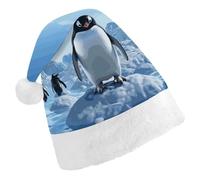 DWVTSLH Christmas Hat Penguin Antarctica Ice Printed Santa Claus Hat Soft And Comfortable Velvet Thickened Christmas Hat Suitable for Christmas New Year Holiday Party Supplies