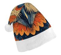 DWVTSLH Christmas Hat Retro Color Owl Printed Santa Claus Hat Soft And Comfortable Velvet Thickened Christmas Hat Suitable for Christmas New Year Holiday Party Supplies