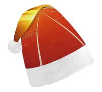 DWVTSLH Christmas Hat Running Track Sunset Printed Santa Claus Hat Soft And Comfortable Velvet Thickened Christmas Hat Suitable for Christmas New Year Holiday Party Supplies