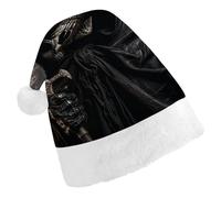 DWVTSLH Christmas Hat Skeleton in Robe Printed Santa Claus Hat Soft And Comfortable Velvet Thickened Christmas Hat Suitable for Christmas New Year Holiday Party Supplies