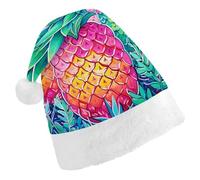 DWVTSLH Christmas Hat Three Big Pineapples Printed Santa Claus Hat Soft And Comfortable Velvet Thickened Christmas Hat Suitable for Christmas New Year Holiday Party Supplies