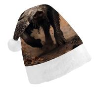 DWVTSLH Christmas Hat Wild Boar Photos Printed Santa Claus Hat Soft And Comfortable Velvet Thickened Christmas Hat Suitable for Christmas New Year Holiday Party Supplies