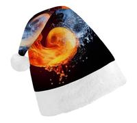 DWVTSLH Christmas Hat Yin Yang Fire Water Printed Santa Claus Hat Soft And Comfortable Velvet Thickened Christmas Hat Suitable for Christmas New Year Holiday Party Supplies