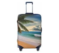 DWVTSLH Coconut Palm Tree Sandy Beach Luggage Covers for Suitcase Tsa Approved, Spandex Elastic Suitcase Cover Protector Washable Anti-Scratch Travel Baggage Cover Fit 18-32 Inch Luggage, Black, M