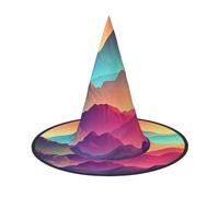 DWVTSLH Color Mountain Gradient Halloween Witch Hat Witch Costume Accessories Wizard Hats for Halloween Party Supplies, Black, 3 PCS