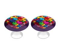 DWVTSLH Colourful Heart Cabinet Handles 2 Pack Stainless Steel Kitchen Drawer Pulls with Installation Screws Round Dresser Drawer Knobs 1.1 Inch Modern Cabinet Hardware Door Handles