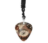 DWVTSLH Compass Guitar Pick Necklace for Men Women Personalized Guitar Pick Pendant Necklace Stainless Steel Party Fashion Jewelry Gifts for Guitar Lovers Musical Necklaces
