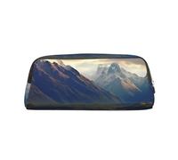 DWVTSLH Cook National Park Mountain Landscape Pencil Pouch Large Capacity Pencil Case Leather Cosmetic Bag Office Desk Organizer Coin Pouch Portable Zipper Toiletry Bag for Travel Outdoor, Silver, One