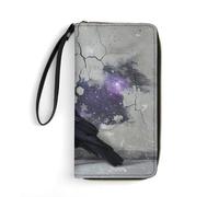 DWVTSLH Crow on The Ground Printed Wallets Zip Around Wallets Leather Long Wallets for Men And Women Credit Card Holders with Cord, Essential for Travel, Office And Shopping
