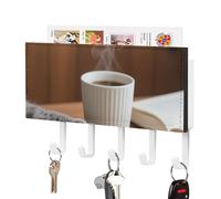 DWVTSLH Cute Cat Paws Key Holder for Wall, Decorative Key Hooks with Mail Organizer & 5 Hooks, Self Adhesive Leather Key Hanger for Entryway, Wall Mounted Key Rack (7.1” X 4.3” X 0.9”)